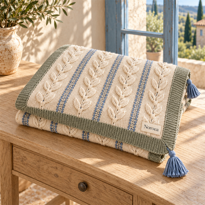 Noroea Cable Stripe Tassel Throw - main product view