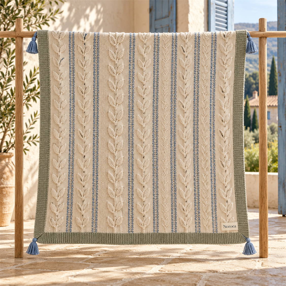 Noroea Cable Stripe Tassel Throw - secondary product view