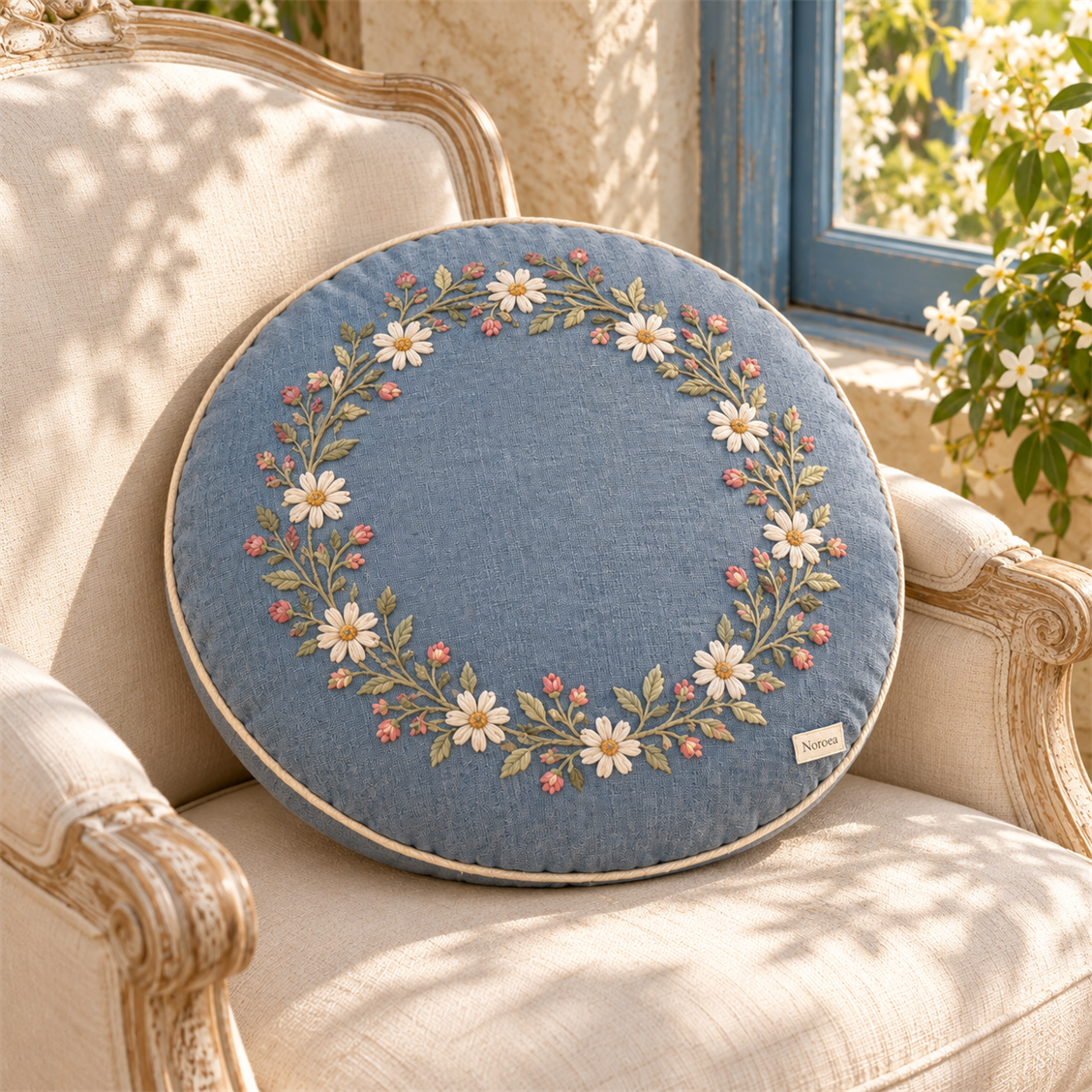 Noroea Daisy Wreath Round Cushion - secondary product view