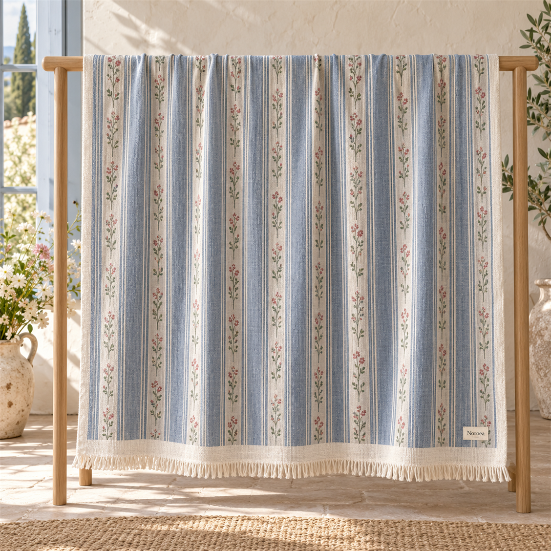 Noroea Riviera Floral Stripe Throw - secondary product view